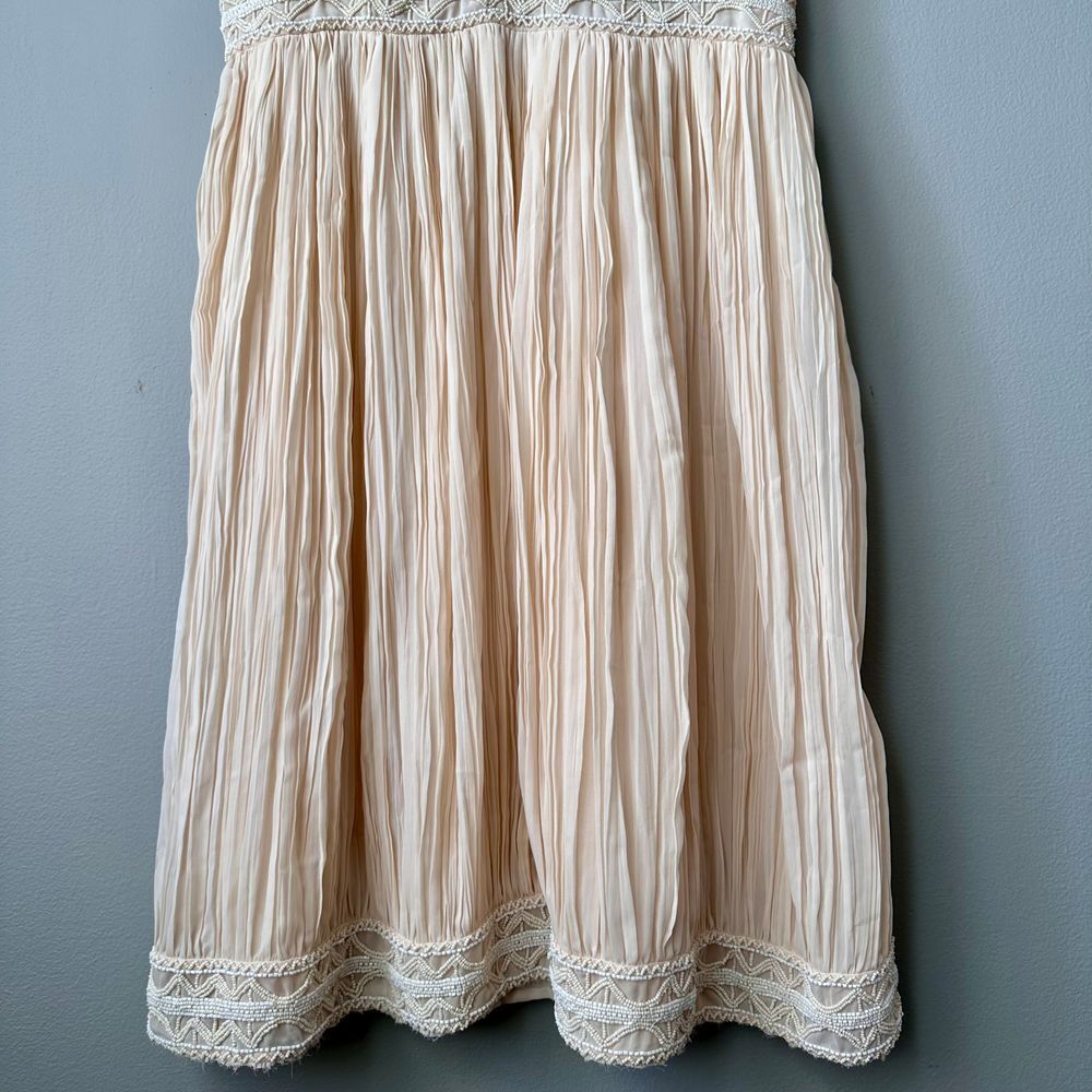 Massimo Dutti Midi Dress 6 Pink Beads Pleated Boho Romantic Dainty Fairy Ballet - Picture 7 of 12
